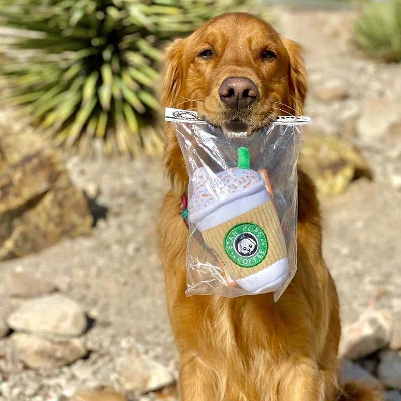 Plush Squeaky Chew Dog Toy | Coffee Cup